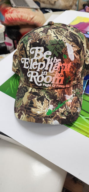 Woodland Camo trucker hat Be the Elephant In the Room