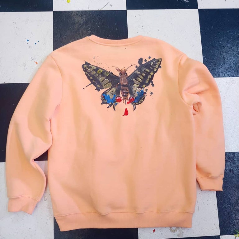 Killer Butterflies Peach Crewneck